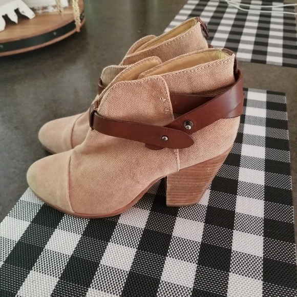 Rag & Bone Harrow Canvas and leather ankle Booties - Picture 1 of 8